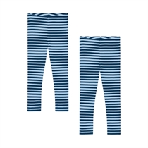 BIRKHOLM 2-Pak Stribede Rib Leggings Poseidon Blå & Baby Blå